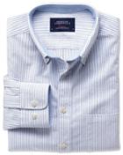 Charles Tyrwhitt Charles Tyrwhitt Classic Fit Blue Stripe Washed Oxford Cotton Dress Shirt Size Large