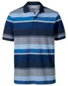  Blue Multi Stripe Oxford Pique Cotton Polo Size Large By Charles Tyrwhitt