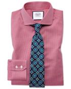 Charles Tyrwhitt Slim Fit Spread Collar Non-iron Puppytooth Bright Pink Cotton Dress Shirt French Cuff Size 14.5/33 By Charles Tyrwhitt