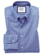 Charles Tyrwhitt Classic Fit Button-down Business Casual Non-iron Royal Blue Cotton Dress Shirt Single Cuff Size 16/35 By Charles Tyrwhitt