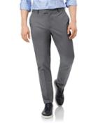  Grey Flat Front Non-iron Cotton Chino Pants Size W32 L32 By Charles Tyrwhitt