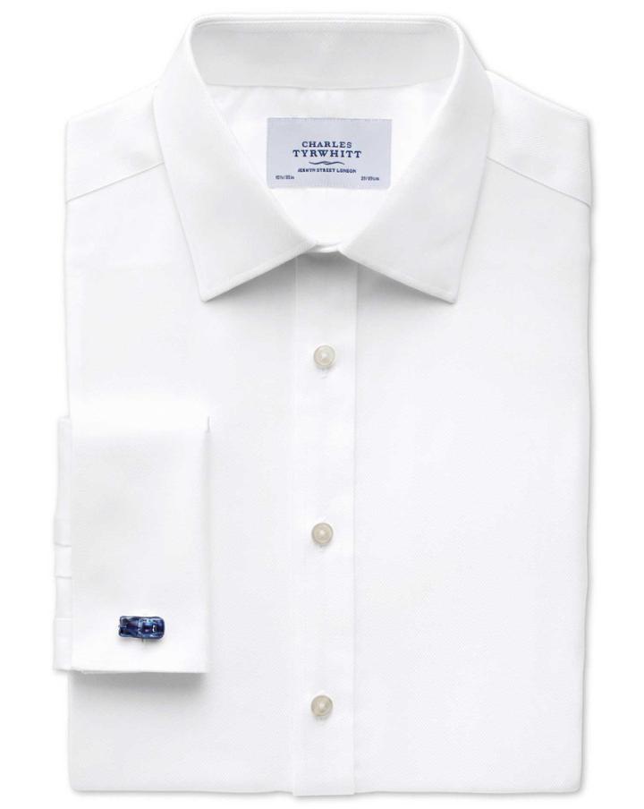 Charles Tyrwhitt Charles Tyrwhitt Classic Fit Non-iron Herringbone White Shirt