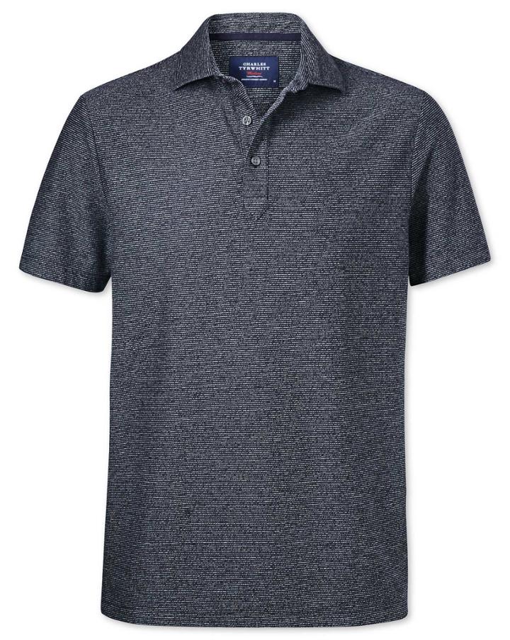 Charles Tyrwhitt Charles Tyrwhitt Navy And White Stripe Cotton Polo Size Large