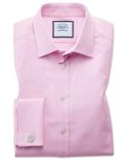 Charles Tyrwhitt Classic Fit Egyptian Cotton Trellis Weave Pink Dress Shirt Single Cuff Size 15.5/33 By Charles Tyrwhitt
