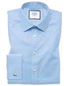  Extra Slim Fit Sky Blue Non-iron Twill Cotton Dress Shirt French Cuff Size 14.5/33 By Charles Tyrwhitt