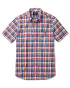 Charles Tyrwhitt Slim Fit Short Sleeve Orange And Blue Check Cotton Casual Shirt Single Cuff Size Large By Charles Tyrwhitt