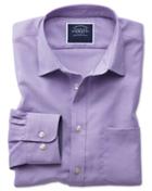 Charles Tyrwhitt Slim Fit Non-iron Oxford Purple Plain Cotton Casual Shirt Single Cuff Size Large By Charles Tyrwhitt