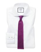  Extra Slim Fit White Non-iron Twill Spread Collar Cotton Dress Shirt French Cuff Size 14.5/33 By Charles Tyrwhitt