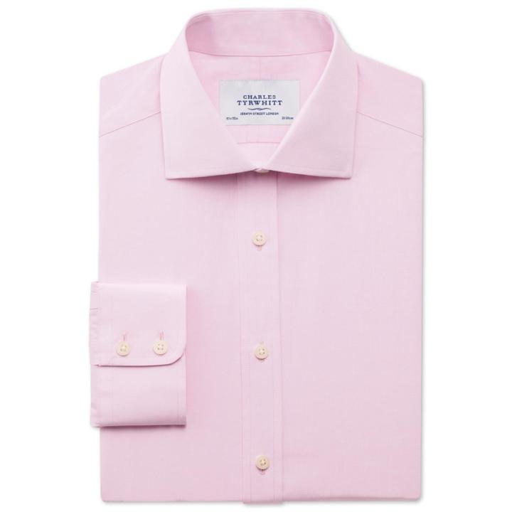 Charles Tyrwhitt Charles Tyrwhitt Slim Fit Semi-spread Plain Stretch Pink Shirt