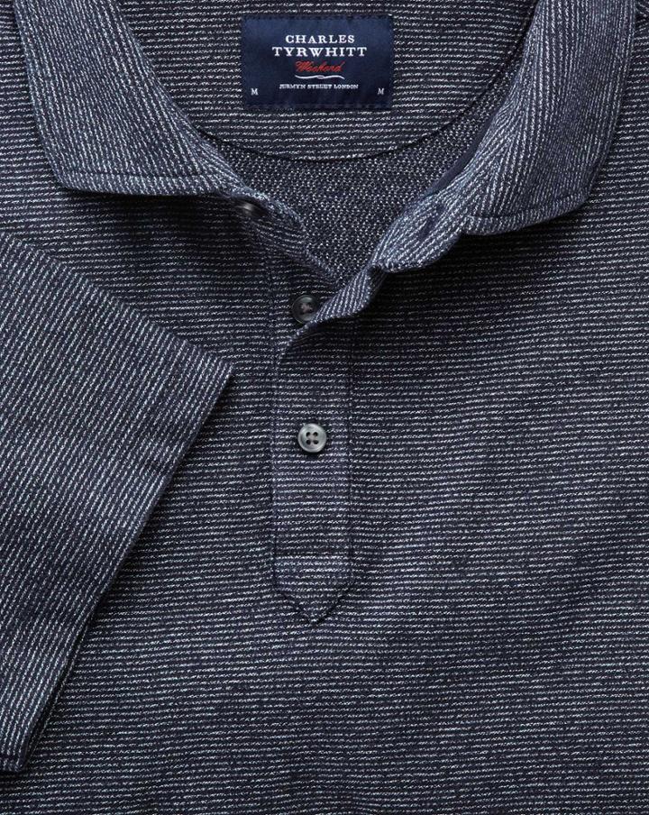  Navy And White Stripe Cotton Polo Size Large By Charles Tyrwhitt