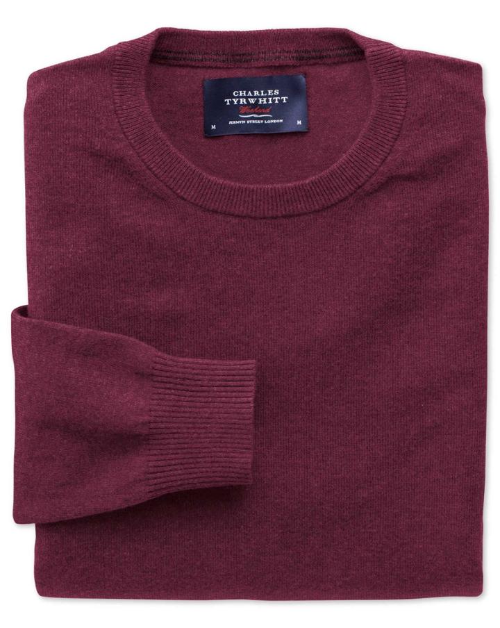 Charles Tyrwhitt Charles Tyrwhitt Wine Cotton Cashmere Crew Neck Cotton/cashmere Sweater Size Large