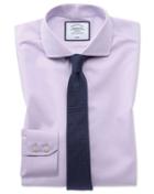  Extra Slim Fit Non-iron Spread Collar Poplin Lilac Cotton Dress Shirt Single Cuff Size 14.5/32 By Charles Tyrwhitt