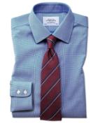 Charles Tyrwhitt Slim Fit Non-iron Square Weave Blue Cotton Dress Casual Shirt Single Cuff Size 14.5/32 By Charles Tyrwhitt