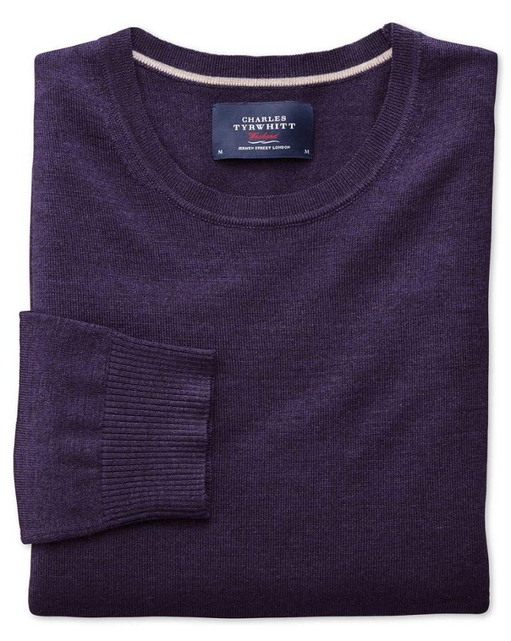 Charles Tyrwhitt Purple Merino Wool Crew Neck Sweater Size Large By Charles Tyrwhitt