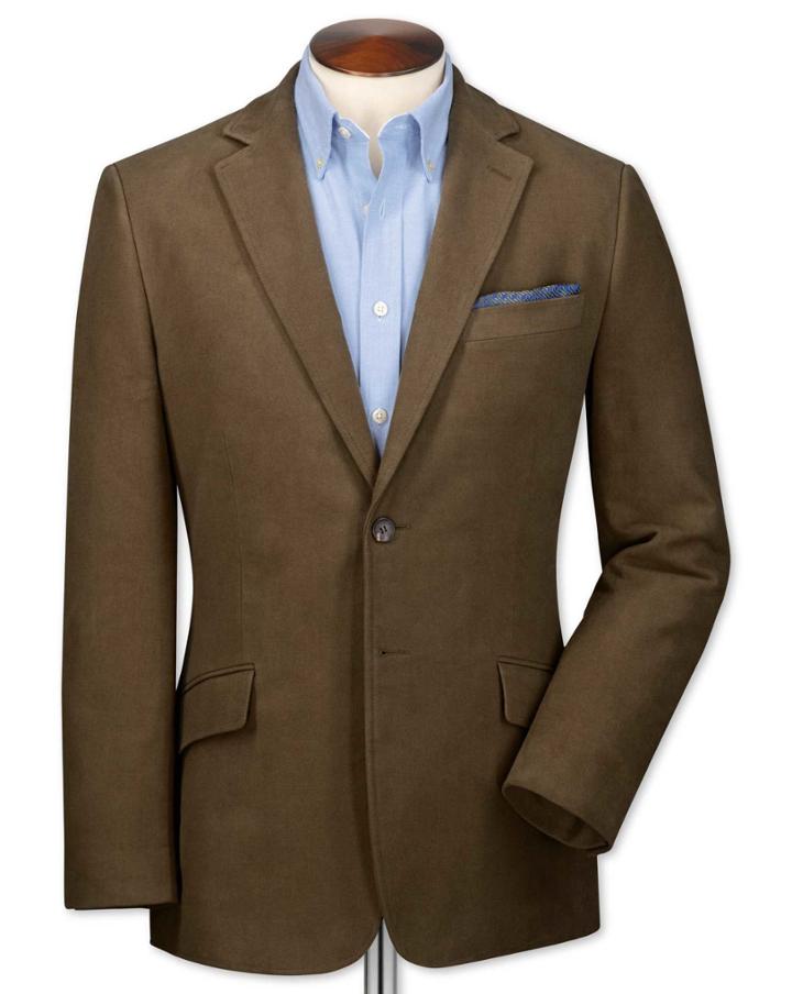 Charles Tyrwhitt Charles Tyrwhitt Classic Fit Camel Cotton Flannel Cotton Jacket Size 40