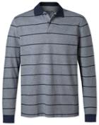  Navy Stripe Long Sleeve Oxford Pique Cotton Polo Size Medium By Charles Tyrwhitt