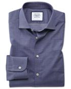Charles Tyrwhitt Extra Slim Semi-spread Collar Fit Business Casual Navy Multi Puppytooth Cotton Dress Shirt Single Cuff Size 14.5/32 By Charles Tyrwhitt