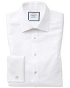  Classic Fit Non-iron White Arrow Weave Cotton Dress Shirt French Cuff Size 15/33 By Charles Tyrwhitt
