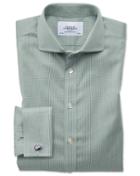 Charles Tyrwhitt Extra Slim Fit Spread Collar Non-iron Puppytooth Olive Cotton Dress Casual Shirt Single Cuff Size 14.5/32 By Charles Tyrwhitt