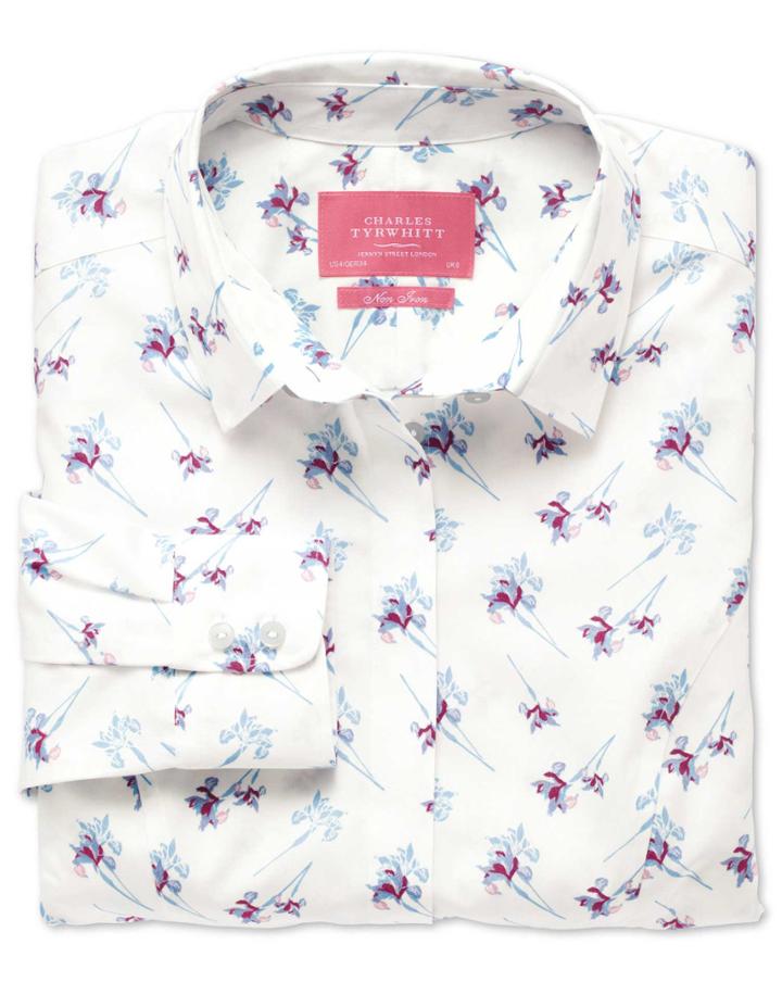 Charles Tyrwhitt Charles Tyrwhitt Women's Semi-fitted Non-iron Cotton Iris Printed Multicolour Shirt