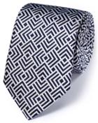Charles Tyrwhitt Charles Tyrwhitt White And Navy Silk English Luxury End-on-end Tie