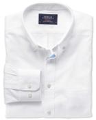 Charles Tyrwhitt Slim Fit White Cotton Linen Cotton/linen Casual Shirt Single Cuff Size Large By Charles Tyrwhitt