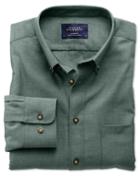Charles Tyrwhitt Charles Tyrwhitt Extra Slim Fit Non-iron Twill Forest Green Cotton Dress Shirt Size Large
