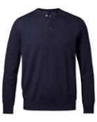  Navy Merino Henley Neck Merino Wool Jumper Size Large By Charles Tyrwhitt