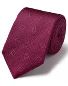  Burgundy Silk Textured Square Design Classic Tie By Charles Tyrwhitt