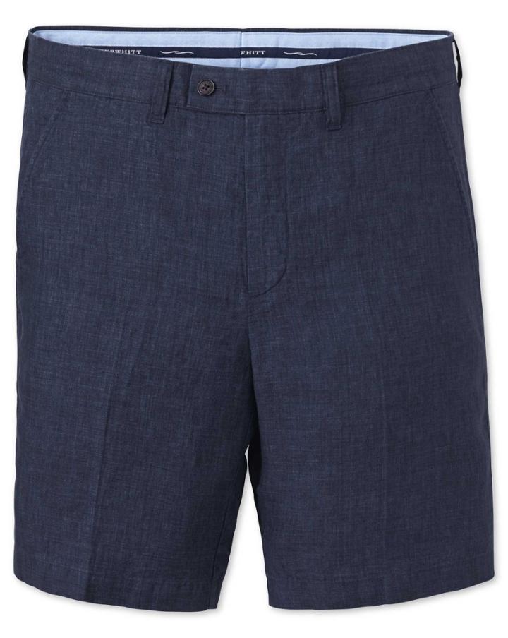 Charles Tyrwhitt Charles Tyrwhitt Indigo Slim Fit Cotton Linen Shorts