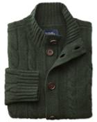 Charles Tyrwhitt Dark Green Lambswool Cable Cardigan Size Medium By Charles Tyrwhitt