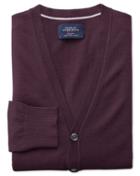 Charles Tyrwhitt Wine Merino Wool Cardigan Size Large By Charles Tyrwhitt