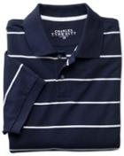 Charles Tyrwhitt Navy And White Stripe Pique Cotton Polo Size Large By Charles Tyrwhitt