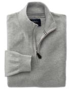 Charles Tyrwhitt Charles Tyrwhitt Light Grey Cotton Cashmere Zip Neck Jumper