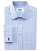 Charles Tyrwhitt Charles Tyrwhitt Extra Slim Fit Small Gingham Sky Blue Cotton Dress Shirt Size 14.5/32