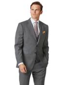  Light Grey Slim Fit Sharkskin Travel Suit Wool Jacket Size 40 By Charles Tyrwhitt