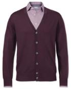  Wine Merino Wool Cardigan Size Medium By Charles Tyrwhitt