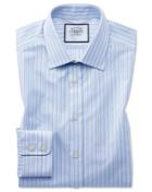  Classic Fit Egyptian Cotton Poplin Sky Blue Stripe Dress Shirt Single Cuff Size 15/33 By Charles Tyrwhitt