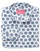 Charles Tyrwhitt Charles Tyrwhitt Women's Semi-fitted Cotton Poplin White And Navy Spot Stripe Shirt Size 2
