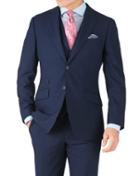 Charles Tyrwhitt Charles Tyrwhitt Indigo Blue Puppytooth Slim Fit Panama Business Suit Wool Jacket Size 38