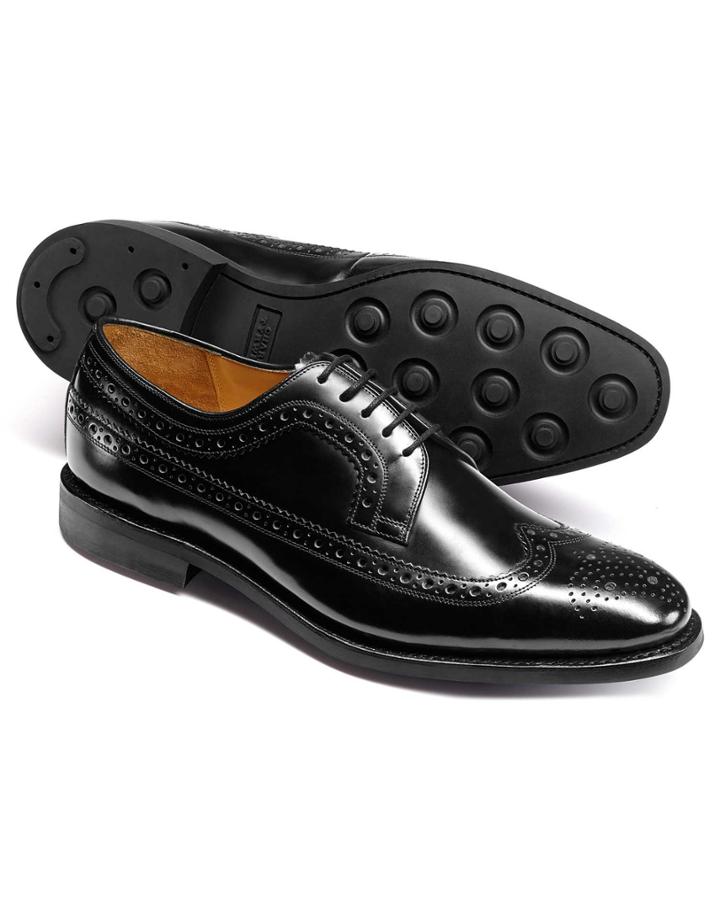  Black Goodyear Welted Derby Wing Tip Brogue Shoes Size 11.5 By Charles Tyrwhitt