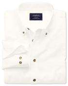 Charles Tyrwhitt Charles Tyrwhitt Slim Fit Non-iron Twill Off-white Cotton Dress Shirt Size Large