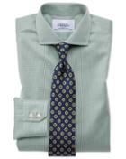  Slim Fit Spread Collar Non-iron Puppytooth Olive Cotton Dress Shirt French Cuff Size 15/34 By Charles Tyrwhitt