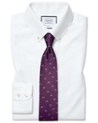  Slim Fit White Button-down Collar Non-iron Twill Cotton Dress Shirt Single Cuff Size 15/32 By Charles Tyrwhitt