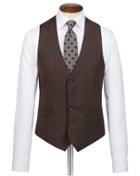  Brown Slim Fit Birdseye Travel Suit Wool Vest Size W36 By Charles Tyrwhitt