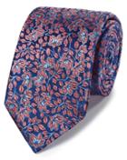  Coral Silk Floral English Luxury Tie By Charles Tyrwhitt