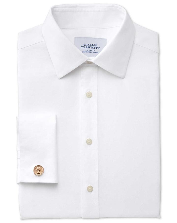 Charles Tyrwhitt Charles Tyrwhitt Extra Slim Fit Non-iron Royal Panama White Shirt