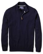  Navy Zip Neck Cashmere Sweater Size Large By Charles Tyrwhitt