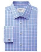 Charles Tyrwhitt Charles Tyrwhitt Classic Fit Prince Of Wales Blue Cotton Dress Shirt Size 15/33