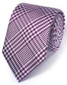  Berry Silk Classic Prince Of Wales Checkered Tie By Charles Tyrwhitt
